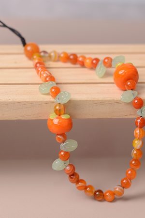 Chinese Style Orange Agate Crystal Phone Chain Pendant - Sweet Natural Glass Strap for Stylish Accessories