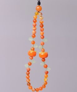 Chinese Style Orange Agate Crystal Phone Chain Pendant - Sweet Natural Glass Strap for Stylish Accessories