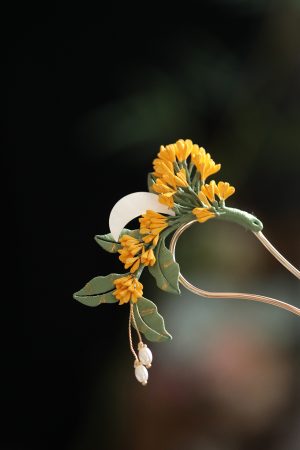 Chinese-Style Osmanthus Hairpin for Updos, Floral U-Shaped Hairpin, Daily Hanfu Headwear, Ancient Tang Style Accessories