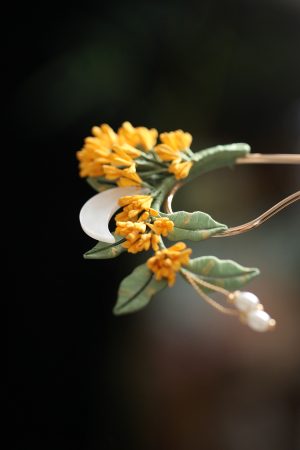 Chinese-Style Osmanthus Hairpin for Updos, Floral U-Shaped Hairpin, Daily Hanfu Headwear, Ancient Tang Style Accessories