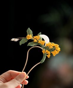 Chinese-Style Osmanthus Hairpin for Updos, Floral U-Shaped Hairpin, Daily Hanfu Headwear, Ancient Tang Style Accessories