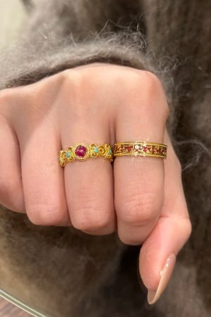 Chinese-Style Palace Ring for Women, CloisonnÃ© Enamel with Colorful Window Flower, National Style Jewelry, 2025 Versatile Design