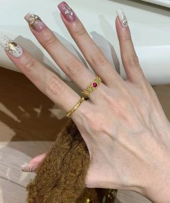 Chinese-Style Palace Ring for Women, Cloisonné Enamel with Colorful Window Flower, National Style Jewelry, 2025 Versatile Design