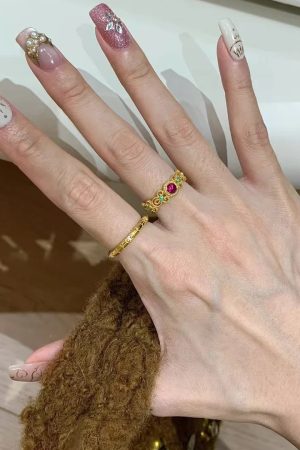 Chinese-Style Palace Ring for Women, CloisonnÃ© Enamel with Colorful Window Flower, National Style Jewelry, 2025 Versatile Design