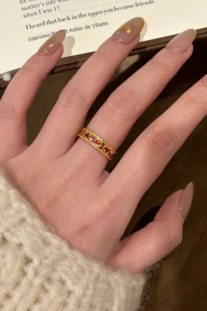 Chinese-Style Palace Ring for Women, CloisonnÃ© Enamel with Colorful Window Flower, National Style Jewelry, 2025 Versatile Design