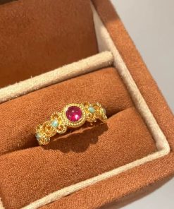 Chinese-Style Palace Ring for Women, Cloisonné Enamel with Colorful Window Flower, National Style Jewelry, 2025 Versatile Design