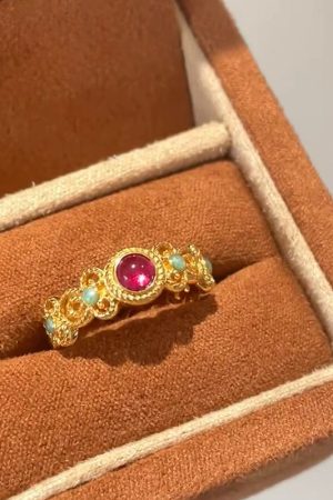 Chinese-Style Palace Ring for Women, CloisonnÃ© Enamel with Colorful Window Flower, National Style Jewelry, 2025 Versatile Design