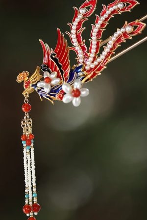 Chinese-Style Phoenix Hairpin for Weddings, High-End Xiuhua Headpiece, Ancient Hanfu Bun Hair Accessory