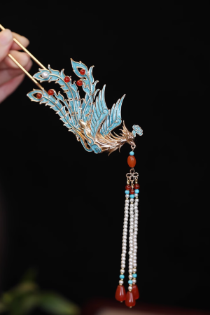 Chinese-Style Phoenix Hairpin for Weddings, High-End Xiuhua Headpiece, Ancient Hanfu Bun Hair Accessory