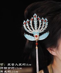 Chinese-Style Phoenix Hairpin for Weddings, High-End Xiuhua Headpiece, Ancient Hanfu Bun Hair Accessory