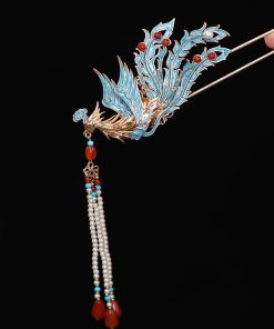 Chinese-Style Phoenix Hairpin for Weddings, High-End Xiuhua Headpiece, Ancient Hanfu Bun Hair Accessory
