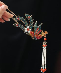 Chinese-Style Phoenix Hairpin for Weddings, High-End Xiuhua Headpiece, Ancient Hanfu Bun Hair Accessory