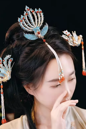 Chinese-Style Phoenix Hairpin for Weddings, High-End Xiuhua Headpiece, Ancient Hanfu Bun Hair Accessory