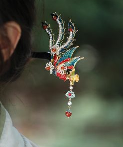 Chinese-Style Phoenix Hairpin for Weddings, High-End Xiuhua Headpiece, Ancient Hanfu Bun Hair Accessory