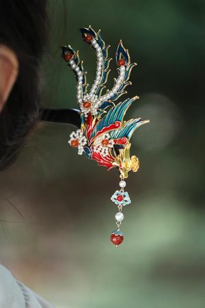 Chinese-Style Phoenix Hairpin for Weddings, High-End Xiuhua Headpiece, Ancient Hanfu Bun Hair Accessory