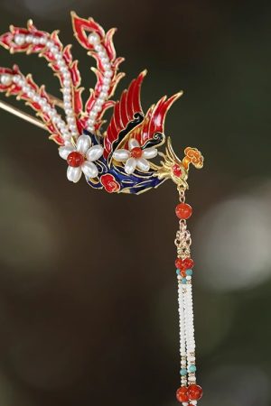Chinese-Style Phoenix Hairpin for Weddings, High-End Xiuhua Headpiece, Ancient Hanfu Bun Hair Accessory