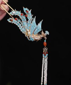Chinese-Style Phoenix Hairpin for Weddings, High-End Xiuhua Headpiece, Ancient Hanfu Bun Hair Accessory