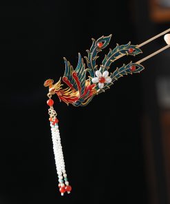 Chinese-Style Phoenix Hairpin for Weddings, High-End Xiuhua Headpiece, Ancient Hanfu Bun Hair Accessory