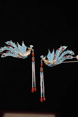 Chinese-Style Phoenix Hairpin for Weddings, High-End Xiuhua Headpiece, Ancient Hanfu Bun Hair Accessory