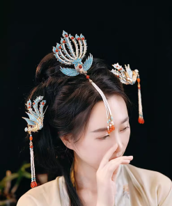 Chinese-Style Phoenix Hairpin for Weddings, High-End Xiuhua Headpiece, Ancient Hanfu Bun Hair Accessory