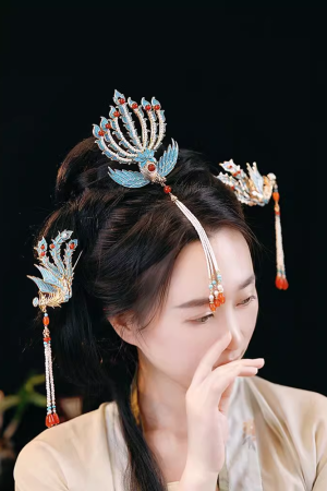 Chinese-Style Phoenix Hairpin for Weddings, High-End Xiuhua Headpiece, Ancient Hanfu Bun Hair Accessory