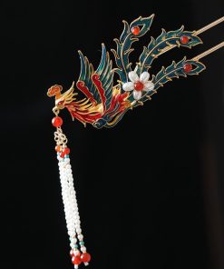 Chinese-Style Phoenix Hairpin for Weddings, High-End Xiuhua Headpiece, Ancient Hanfu Bun Hair Accessory