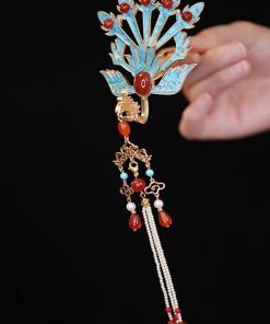 Chinese-Style Phoenix Hairpin for Weddings, High-End Xiuhua Headpiece, Ancient Hanfu Bun Hair Accessory