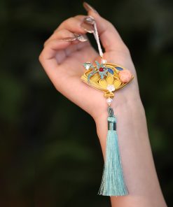 Chinese-Style Qipao Pendant with Handmade Knotted Buttons and Tassels, Ancient Hanfu Accessory, Floral Chest Ornament