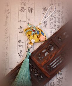 Chinese-Style Qipao Pendant with Handmade Knotted Buttons and Tassels, Ancient Hanfu Accessory, Floral Chest Ornament