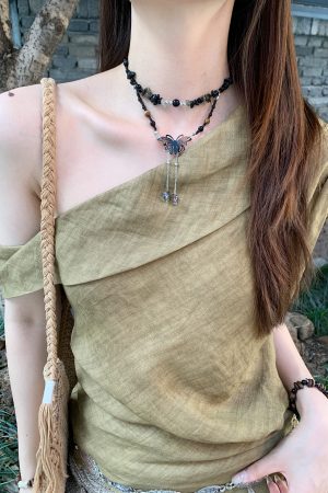 Chinese-Style Retro Butterfly Pendant Necklace for Women, Bohemian Layered Clavicle Chain, Ethnic Neck Accessory