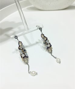 Chinese-Style Retro Handmade Luxury Diamond-Inlaid Geometric Tassel Earrings for Evening Wear