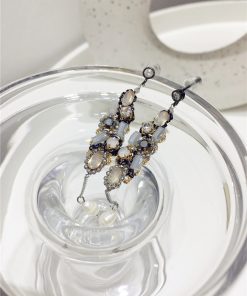 Chinese-Style Retro Handmade Luxury Diamond-Inlaid Geometric Tassel Earrings for Evening Wear