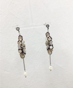 Chinese-Style Retro Handmade Luxury Diamond-Inlaid Geometric Tassel Earrings for Evening Wear