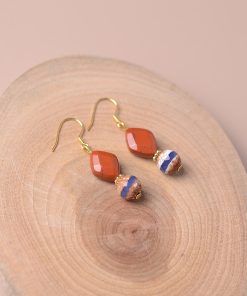 Chinese-Style Retro Striped Agate and Green Jade Women's Earrings - Natural Crystal, Hypoallergenic, Unique Design