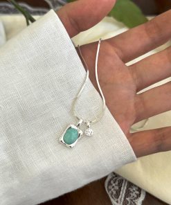 Chinese-Style Retro Tianhe Stone Bead Necklace with Snake Bone Chain Pendant - Trendy 2025 Fashion Accessory