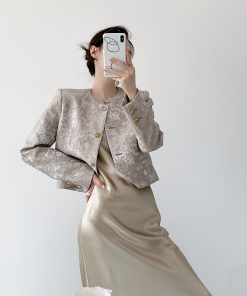 Chinese Style Short Jacket for Women, French Jacquard Design, High-End Feel, Elegant Spring Autumn Fashion Outerwear