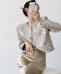 Chinese Style Short Jacket for Women, French Jacquard Design, High-End Feel, Elegant Spring Autumn Fashion Outerwear