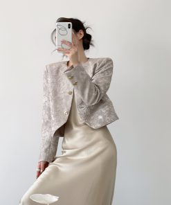 Chinese Style Short Jacket for Women, French Jacquard Design, High-End Feel, Elegant Spring Autumn Fashion Outerwear