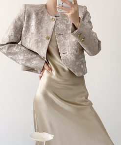 Chinese Style Short Jacket for Women, French Jacquard Design, High-End Feel, Elegant Spring Autumn Fashion Outerwear