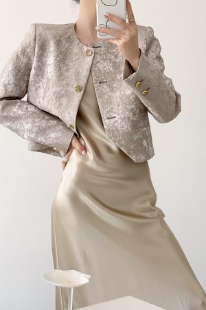 Chinese Style Short Jacket for Women, French Jacquard Design, High-End Feel, Elegant Spring Autumn Fashion Outerwear