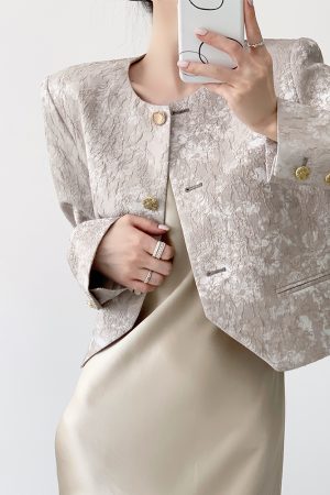 Chinese Style Short Jacket for Women, French Jacquard Design, High-End Feel, Elegant Spring Autumn Fashion Outerwear