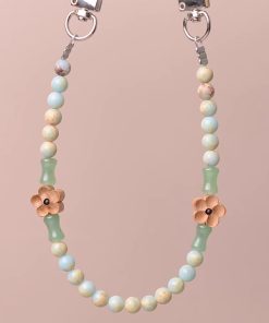 Chinese Style Shoushan Stone Mobile Phone Chain Lanyard with Double Buckle - Short Wrist Pendant for Bags