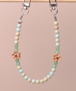 Chinese Style Shoushan Stone Mobile Phone Chain Lanyard with Double Buckle - Short Wrist Pendant for Bags