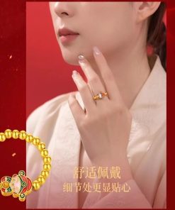 Chinese-Style Small Fortune God Ring for Women - Exquisite Light Luxury Niche Design, Versatile Wealth-Attracting Finger Ring