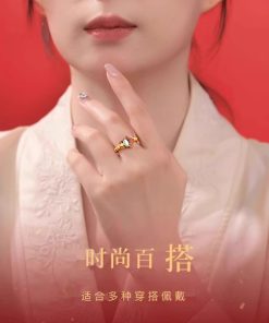 Chinese-Style Small Fortune God Ring for Women - Exquisite Light Luxury Niche Design, Versatile Wealth-Attracting Finger Ring