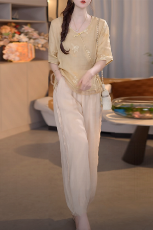 Chinese-Style Summer Button-Up Shirt with Diagonal Placket and Sun Protection â€“ Trendy National Wind Design