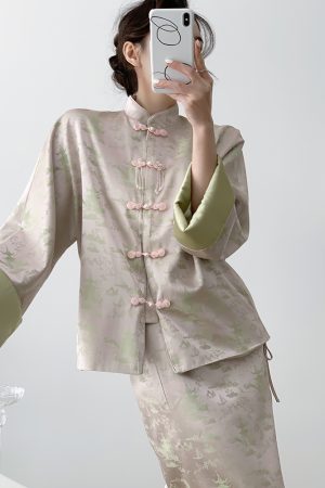 Chinese-Style Two-Piece Dress Set for Women - High-End Retro National Zen Fashion for Spring and Autumn, Elegant Vintage Look