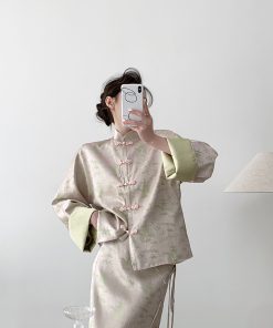 Chinese-Style Two-Piece Dress Set for Women - High-End Retro National Zen Fashion for Spring and Autumn, Elegant Vintage Look