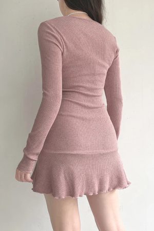 Christmas Outfits Y2k, Valentines Outfits Ideas - Coquette Pink Mini Dress