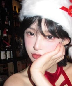 Christmas Red Bow Plush Hat for Winter - Big Head Wrap, Flattering Face Shape, Little Red Riding Hood Cosplay Accessory